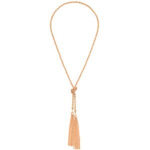 Rose Gold LUREME Simple Thin Chain Knot and Tassel Long Necklace